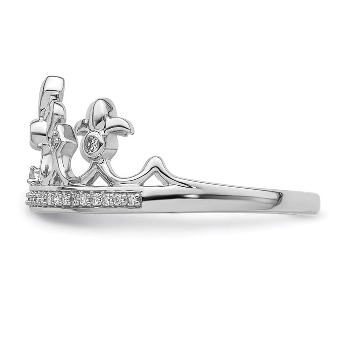 Shop Stylish Rhodium-Plated Sterling Silver Diamond Crown Ring - Affordable Luxury-3