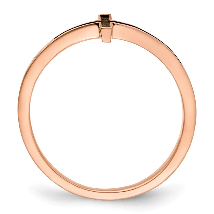 Buy Stylish Antiqued Sideways Cross Ring in Sterling Silver, Rose Gold Plated-2