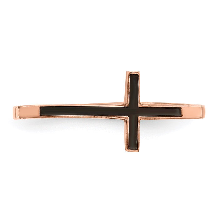 Buy Stylish Antiqued Sideways Cross Ring in Sterling Silver, Rose Gold Plated-4