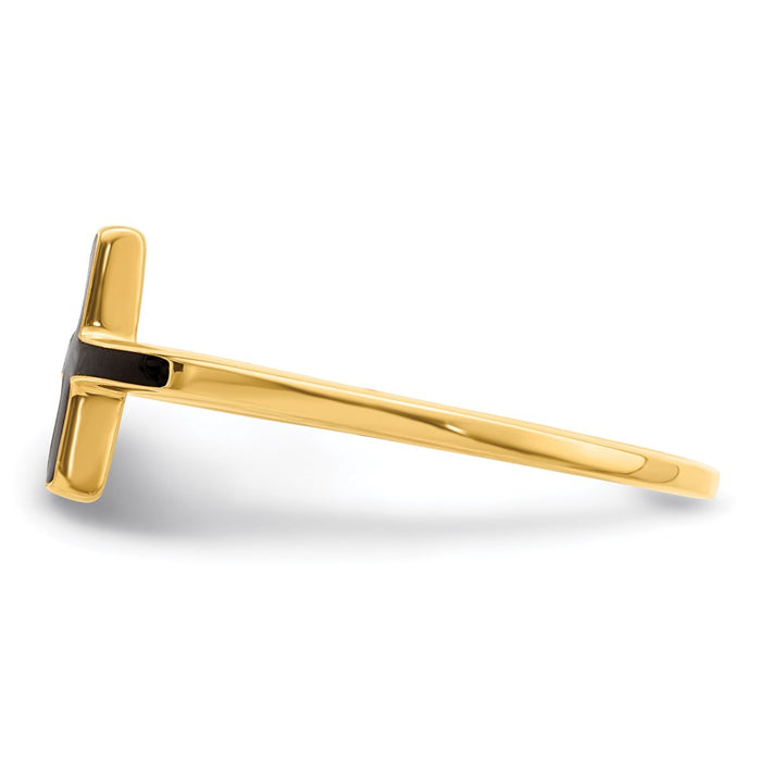 Buy Stylish Antiqued Sideways Cross Ring in Sterling Silver & Gold Plating-3