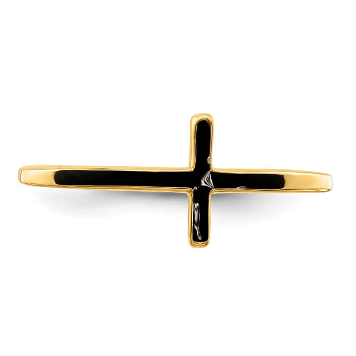 Buy Stylish Antiqued Sideways Cross Ring in Sterling Silver & Gold Plating-4