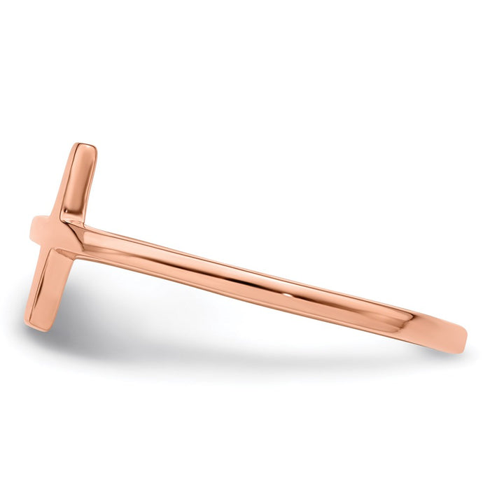 Shop Stylish Rose Gold-Plated Sideways Cross Ring in Sterling Silver 14K-3