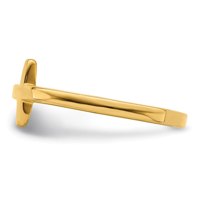 Buy Stylish Sterling Silver Sideways Cross Ring with Yellow Gold Plating-3