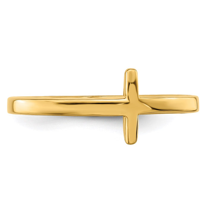 Shop Stylish Sterling Silver Sideways Cross Ring with Yellow Gold Plating-4