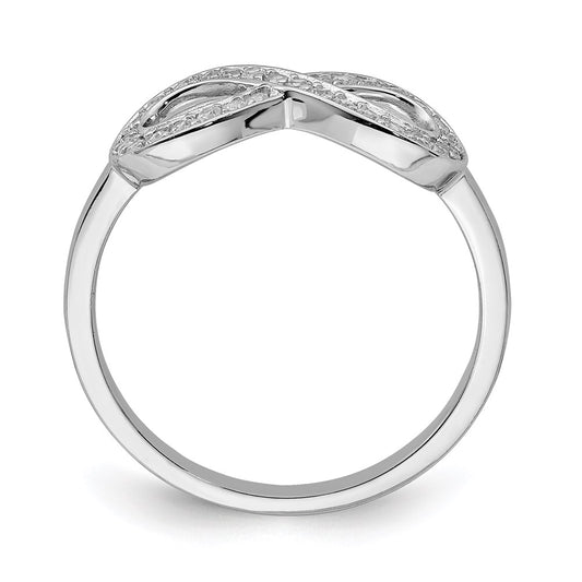 Shop Stylish Rhodium-Plated Sterling Silver Infinity Ring with CZ - Value!