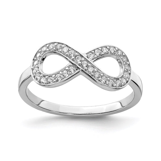 Buy Stylish Rhodium-Plated Sterling Silver Infinity Ring with CZ - Affordable Luxury