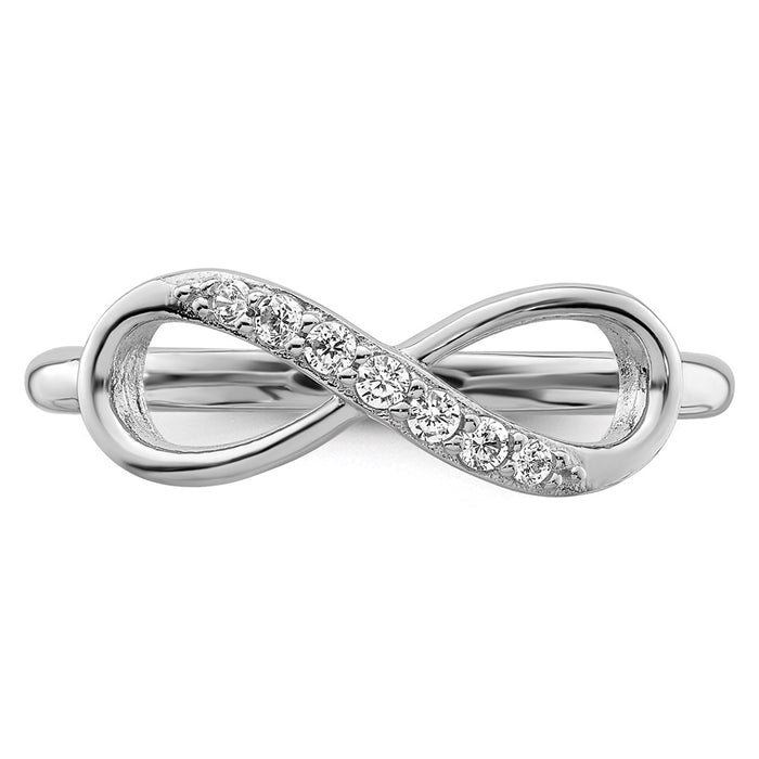 Shop Stylish Rhodium-Plated Sterling Silver Infinity Ring with CZ | Affordable Luxury-4