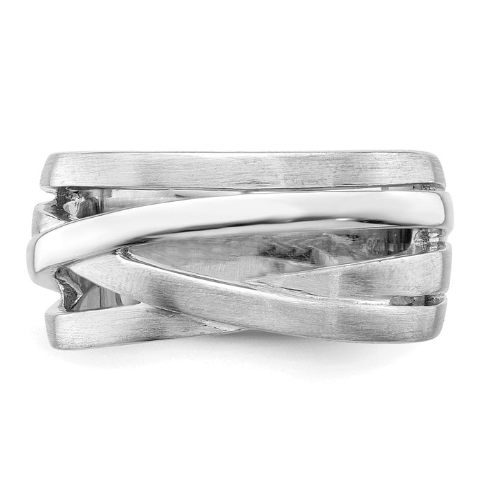 High-Quality Brushed Sterling Silver Ring, Stylish Rhodium Plating, Affordable Price-4