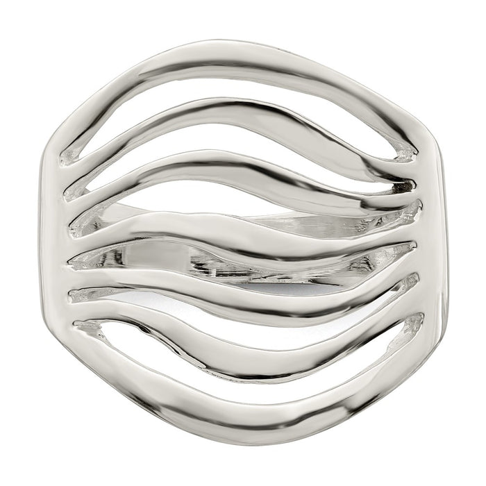 High-Quality Polished Wave Design Sterling Silver Ring - Affordable Elegance-4