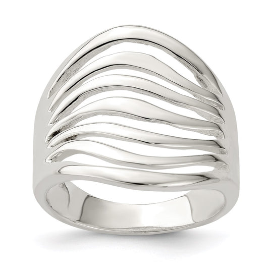 High-Quality Polished Wave Design Sterling Silver Ring - Affordable Elegance