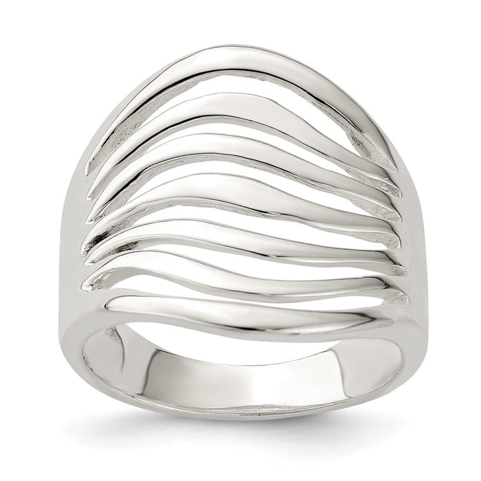 Exclusive Polished Wave Design Sterling Silver Ring - Stylish & Affordable-1