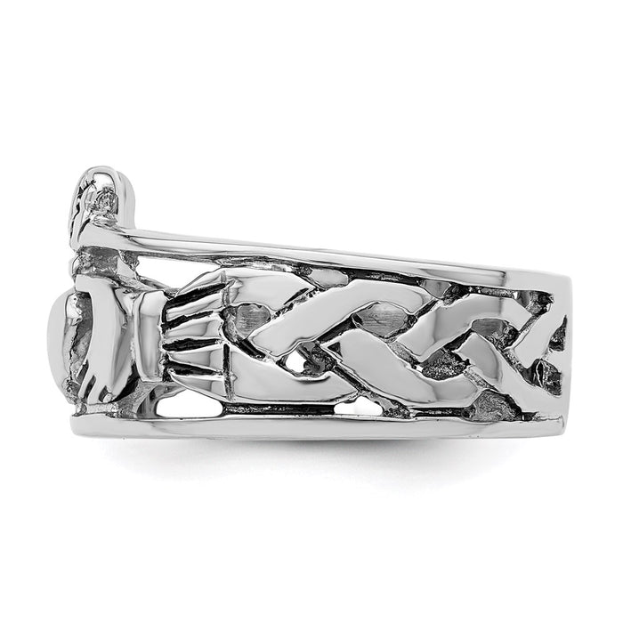 High-Quality Antiqued Claddagh Ring in Rhodium-Plated Sterling Silver - Stylish Value-3