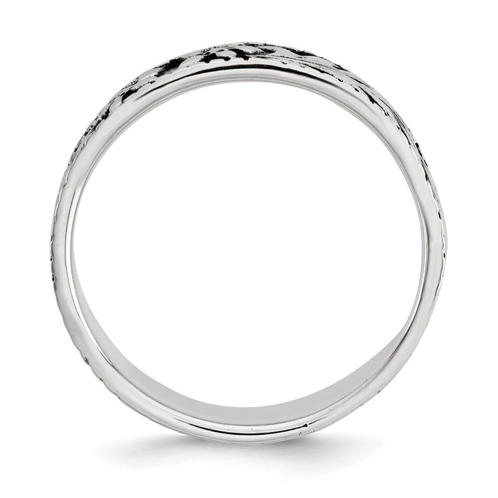 High-Quality Antiqued Floral Design Sterling Silver Ring - Stylish & Affordable-2