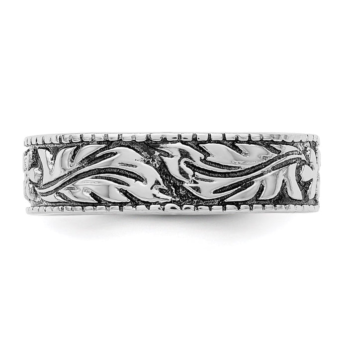 High-Quality Antiqued Floral Design Sterling Silver Ring - Stylish & Affordable-3