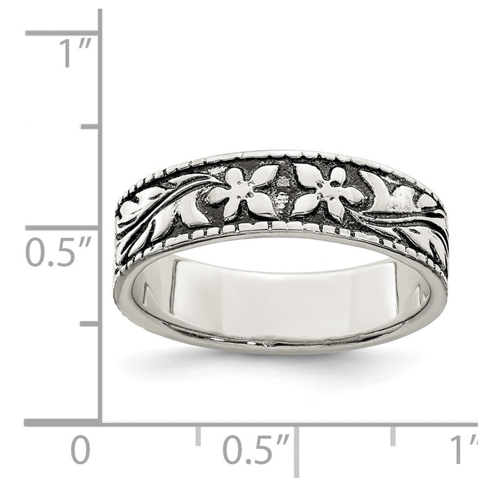 Buy Stylish Antiqued Floral Design Sterling Silver Ring - Quality & Value-4