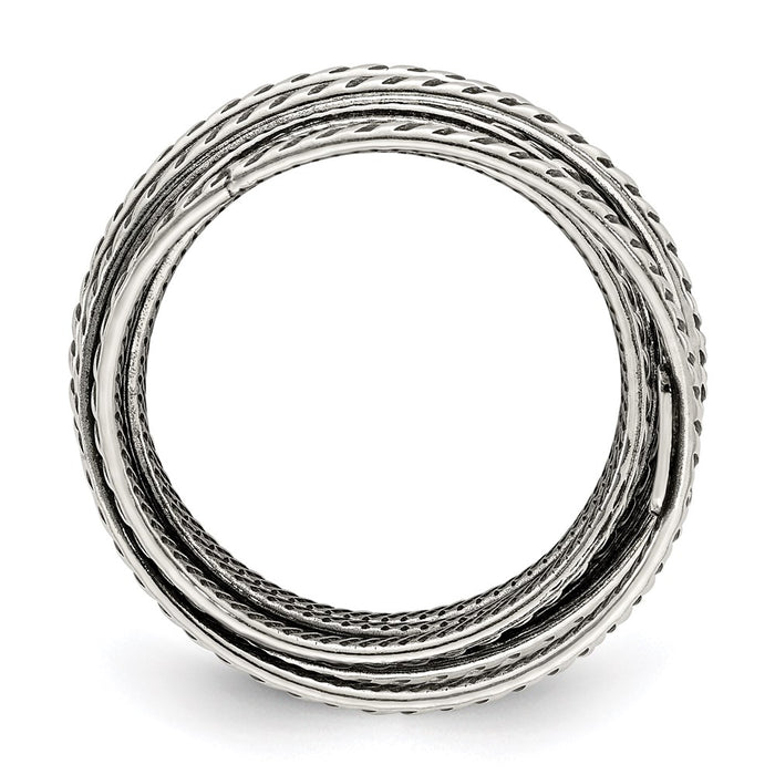 High-Quality Antiqued Textured Sterling Silver Spring Ring - Stylish Value!-2