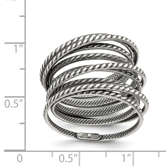 High-Quality Antiqued Textured Sterling Silver Spring Ring - Stylish Value!-4