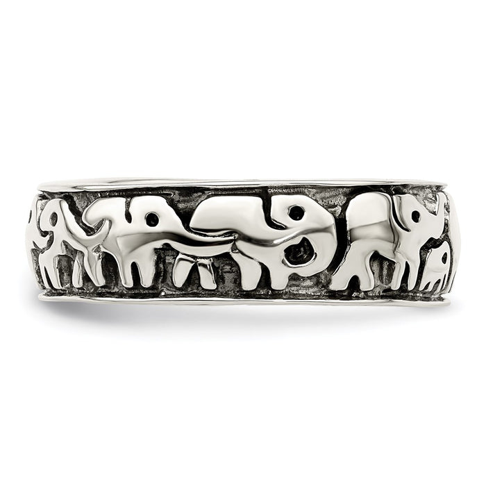 High-Quality Polished & Antiqued Sterling Silver Elephant Ring - Stylish Value-3