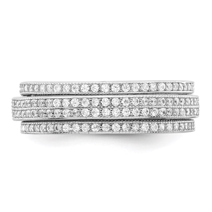 Shop Stylish Polished Rhodium-Plated Sterling Silver CZ Eternity Ring, 3mm-4
