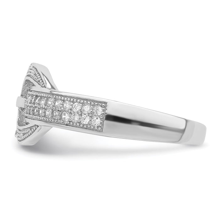 Shop Exclusive Rhodium-Plated Sterling Silver CZ Buckle Ring - Stylish Design-3
