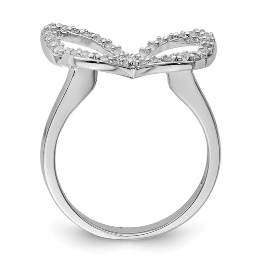 Shop Stylish Rhodium-Plated Sterling Silver CZ Butterfly Ring - Affordable Elegance