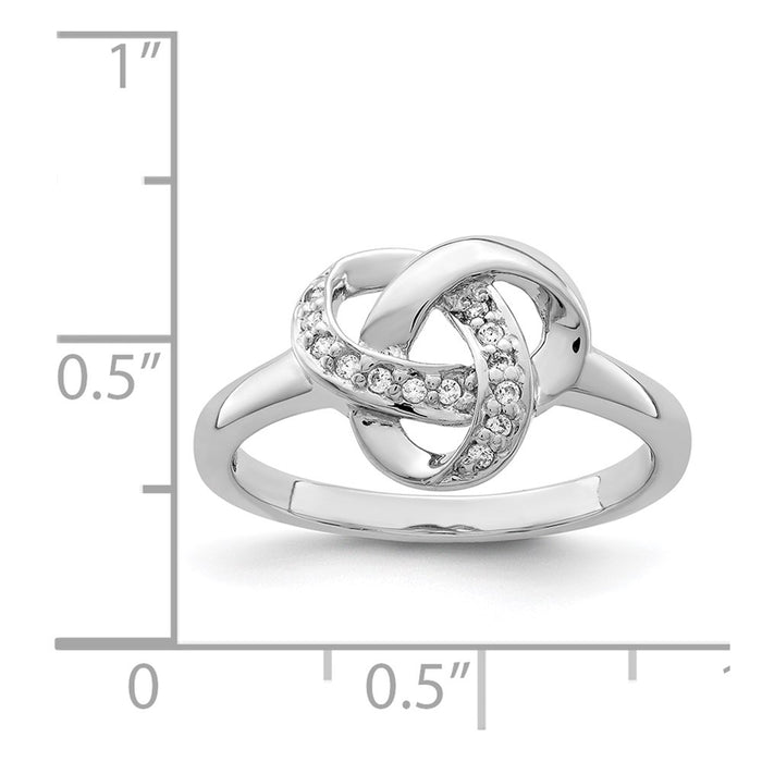 Buy Stylish Rhodium-Plated Sterling Silver CZ Knot Ring - Affordable Luxury-4