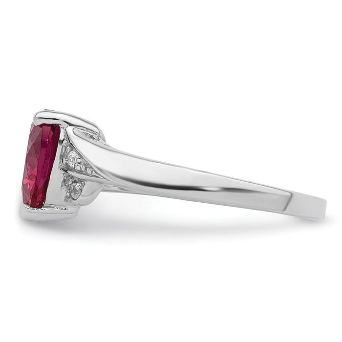 Buy Exclusive Rhodium-Plated Sterling Silver Heart Ring with CZ & Ruby Accents-3