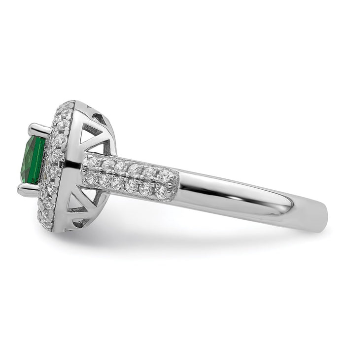 Buy Stylish Rhodium-Plated Sterling Silver Ring with White & Green CZ-3