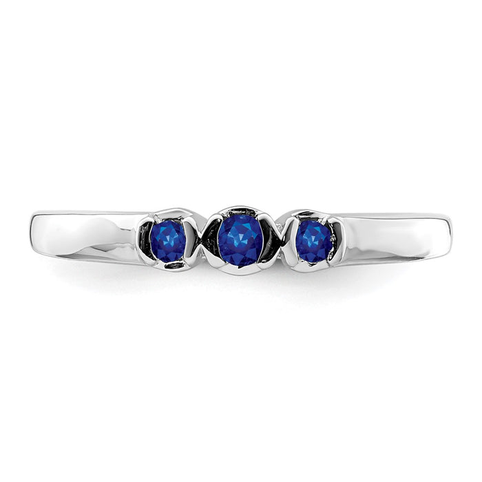 High-Quality Polished Sapphire Ring in Rhodium-Plated Sterling Silver - Stylish Value-4