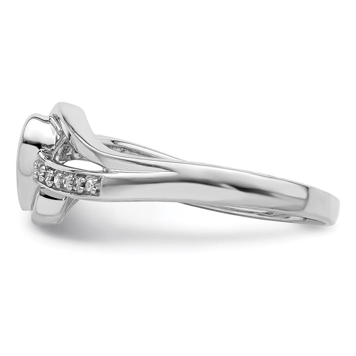 Exclusive Rhodium-Plated Sterling Silver Heart Ring with Diamond Accents - Stylish Value!-3