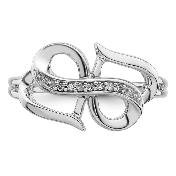 Designer Rhodium-Plated Sterling Silver Double Heart Diamond Ring | Luxury Value-4
