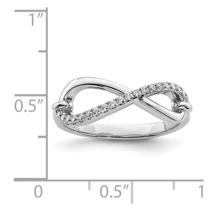 Shop Exclusive Rhodium-Plated Silver Infinity Ring with 20 CZ Stones - Stylish!-3