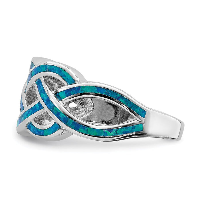 Buy Exclusive Celtic Knot Ring - Rhodium-Plated Silver, Blue Opal Inlay, Stylish Design-3