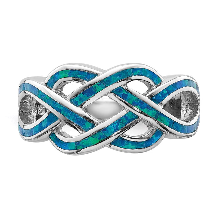 Designer Sterling Silver Rhodium-Plated Celtic Knot Ring with Opal Inlay - Stylish Value-4