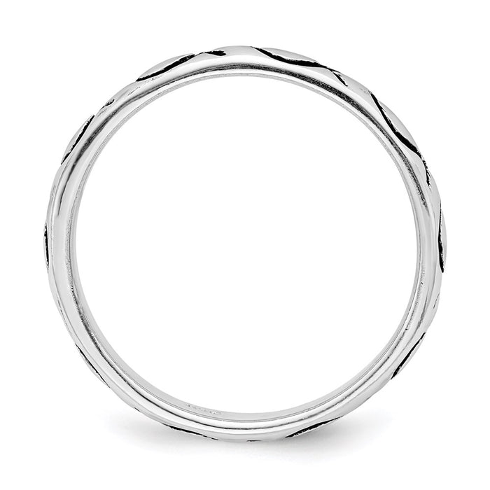 High-quality Polished Antiqued Ichthus Ring, Rhodium-Plated Sterling Silver-2