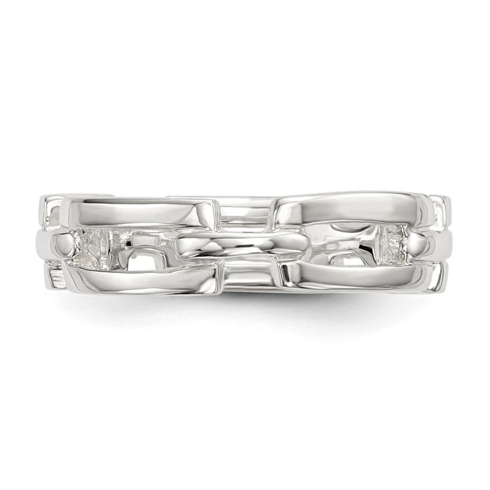 Shop Exclusive Polished Sterling Silver Elegant Link Ring | Stylish & Affordable-4