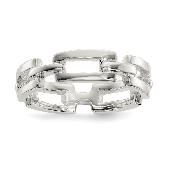 Shop Exclusive Polished Sterling Silver Elegant Link Ring | Stylish & Affordable-1