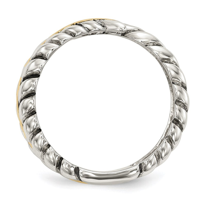 Buy Stylish Antiqued 14K Gold Leaf Bypass Ring in Sterling Silver - Value Design-2