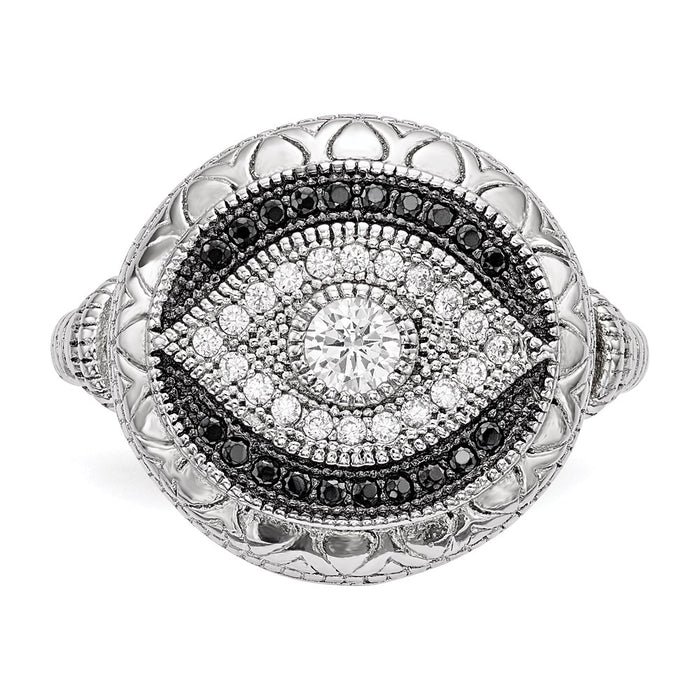 Shop Exclusive Rhodium-Plated Sterling Silver Evil Eye Ring | Stylish CZ-4
