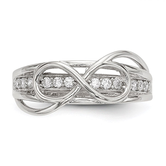 Shop Exclusive Rhodium-Plated Sterling Silver Infinity Ring - Stylish CZ Design-4