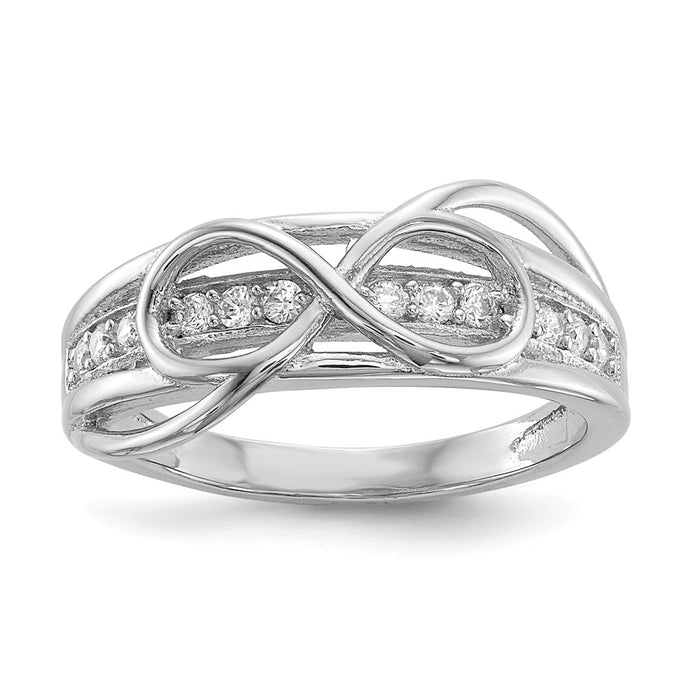 Buy Stylish Rhodium-Plated Sterling Silver Infinity Ring with CZ - Affordable Luxury-1