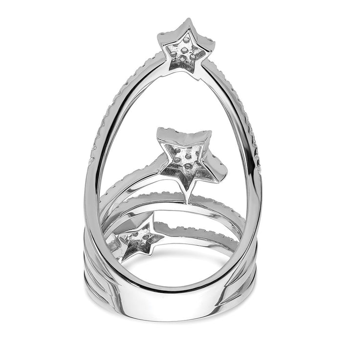 High-Quality Rhodium-Plated Sterling Silver Star Ring with Cubic Zirconia - Stylish Value!-5