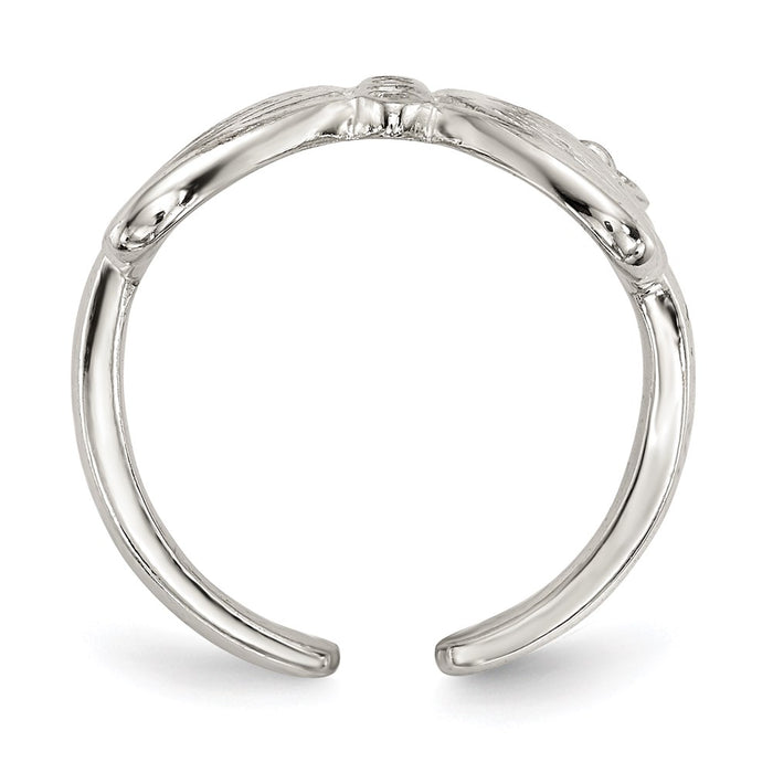 Exclusive Polished Sterling Silver Double Finger Ring with CZ Butterfly Design-2