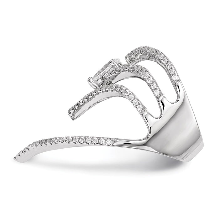 Shop Exclusive Rhodium-Plated Sterling Silver Ring with Cubic Zirconia - Stylish Value!-3