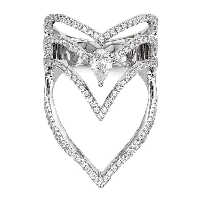 Shop Exclusive Rhodium-Plated Sterling Silver Ring with Cubic Zirconia - Stylish Value!-4