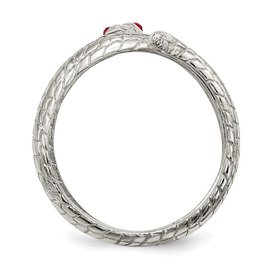 Buy Exclusive Sterling Silver Snake Ring with Red Eye Crystal Accent - Stylish Design
