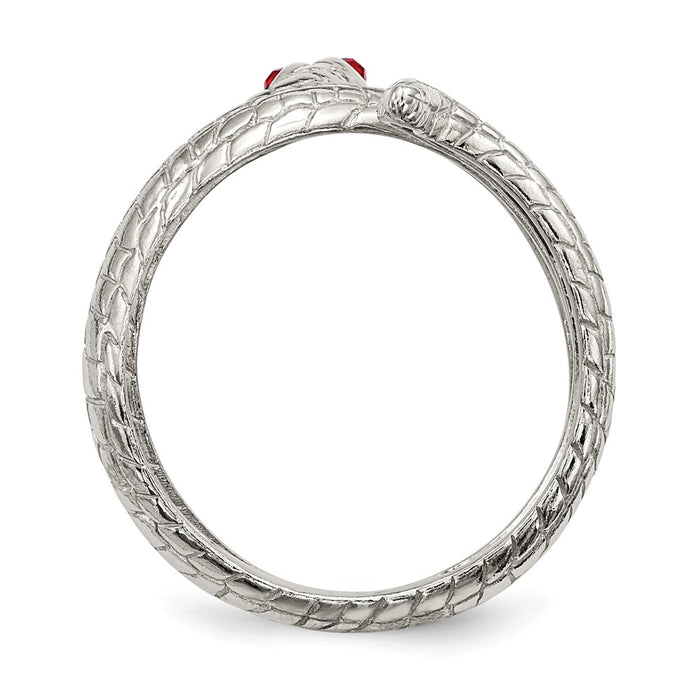 Buy Stylish Sterling Silver Snake Ring with Red Eye Crystal Accent-2