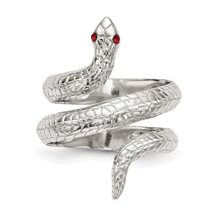 Buy Stylish Sterling Silver Snake Ring with Red Eye Crystal Accent-4