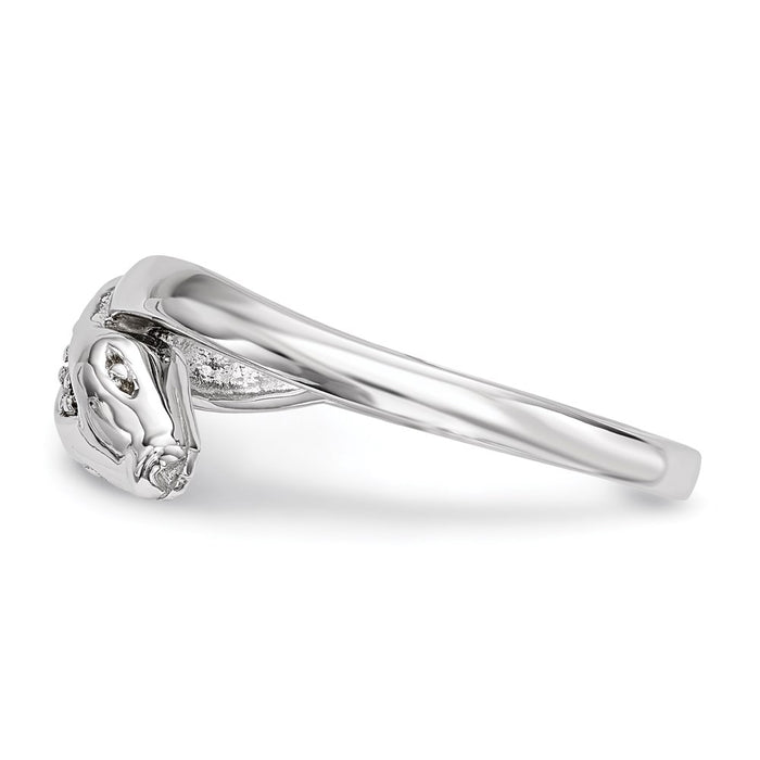 Buy Stylish Rhodium-Plated Sterling Silver CZ Snake Ring - Affordable Luxury-3