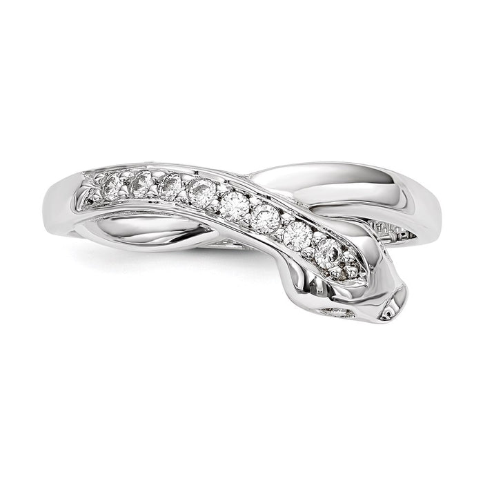 Buy Stylish Rhodium-Plated Sterling Silver CZ Snake Ring - Affordable Luxury-4